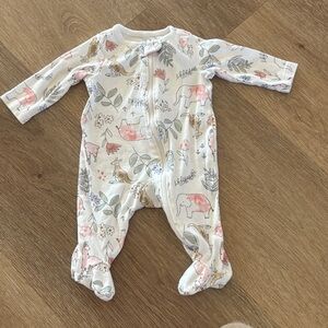 Carter's Pink and Gray Animal Print Footie Onesie, 3M